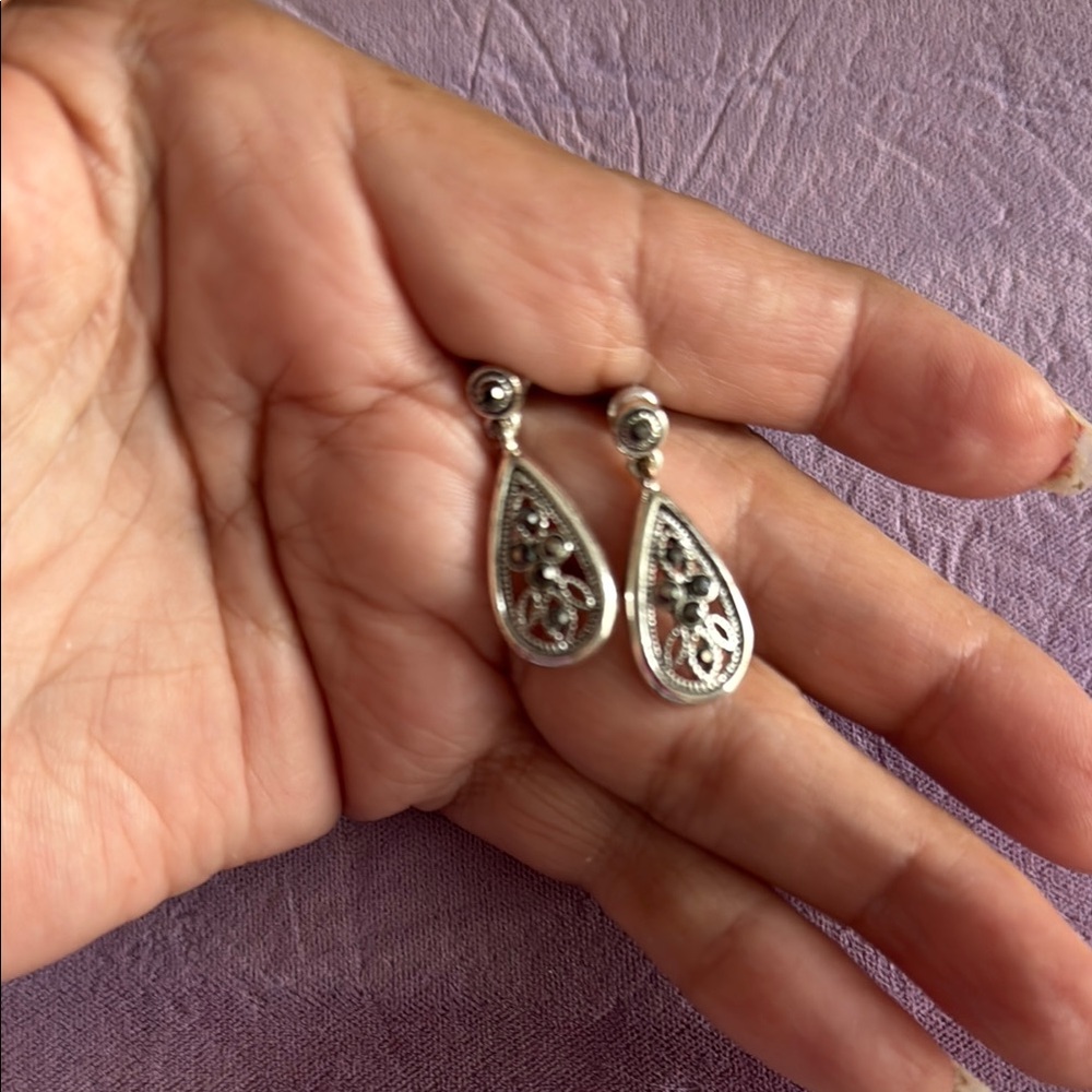 Stylish  Silver Teardrop Earrings